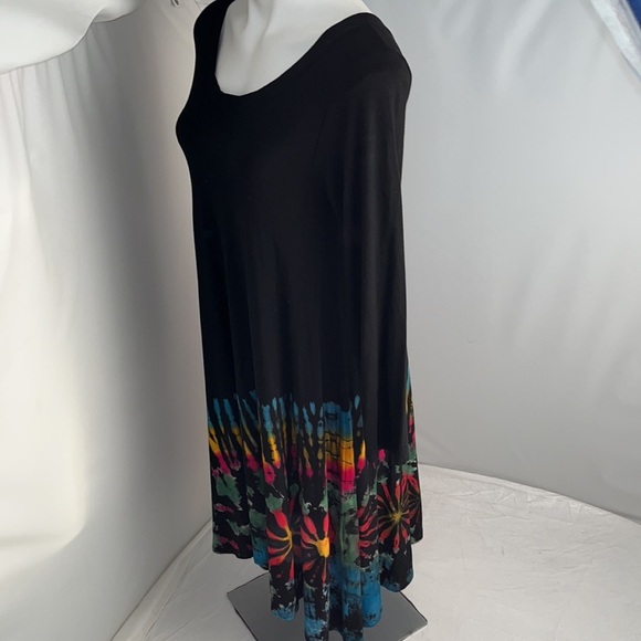 Boho half tie-dye tunic in black with rainbow tie dye S/M - Picture 3 of 12